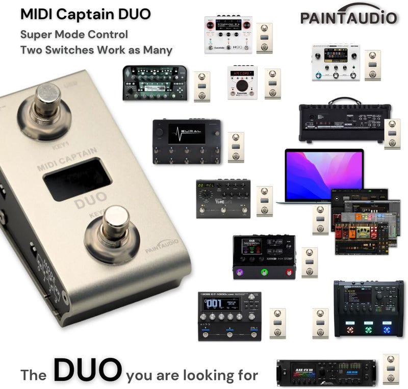 PAINTAUDIO Paint Audio MIDI Captain DUO Foot Controller Multi-Effects Keyboards Synthesizer USB-MIDI DAW DSP Software USB-HID Support Multi-state Switch Cycling (MIDI Captain DUO) - Image 2